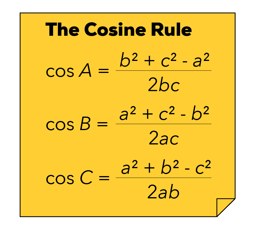 The Pique Lab Math Specialists show how to substitute values into the formula using the Cosine Rule.