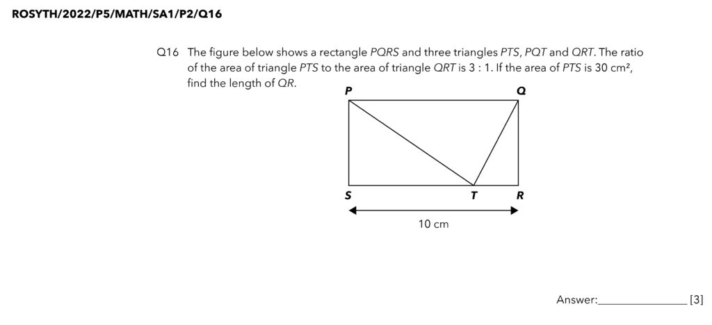 The Pique Lab Math Specialists will be solving this Primary 5 Math Ratio question from Rosyth School.