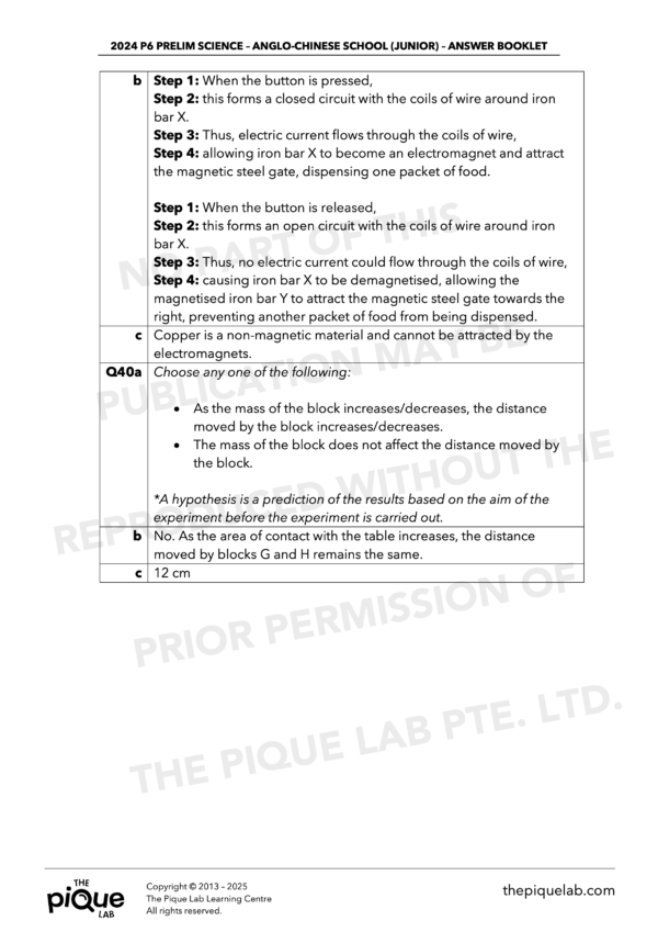 5-Year Exam Series: 2020-2024 P6 Science Preliminary Examination Answer Set Bundle - Image 5