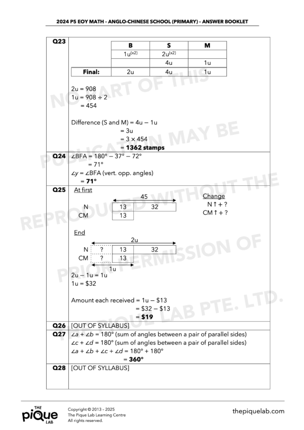 2024 P5 Math EOY Answer Set - Image 3