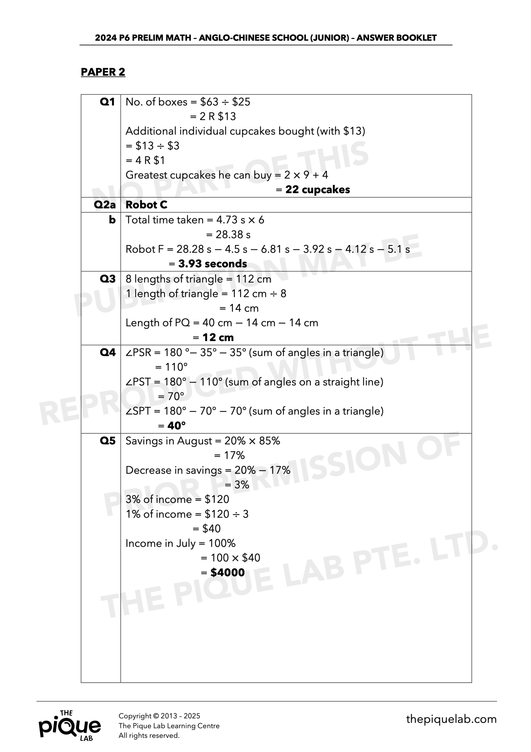 2024 P6 Math Prelim Answer Set - Image 4
