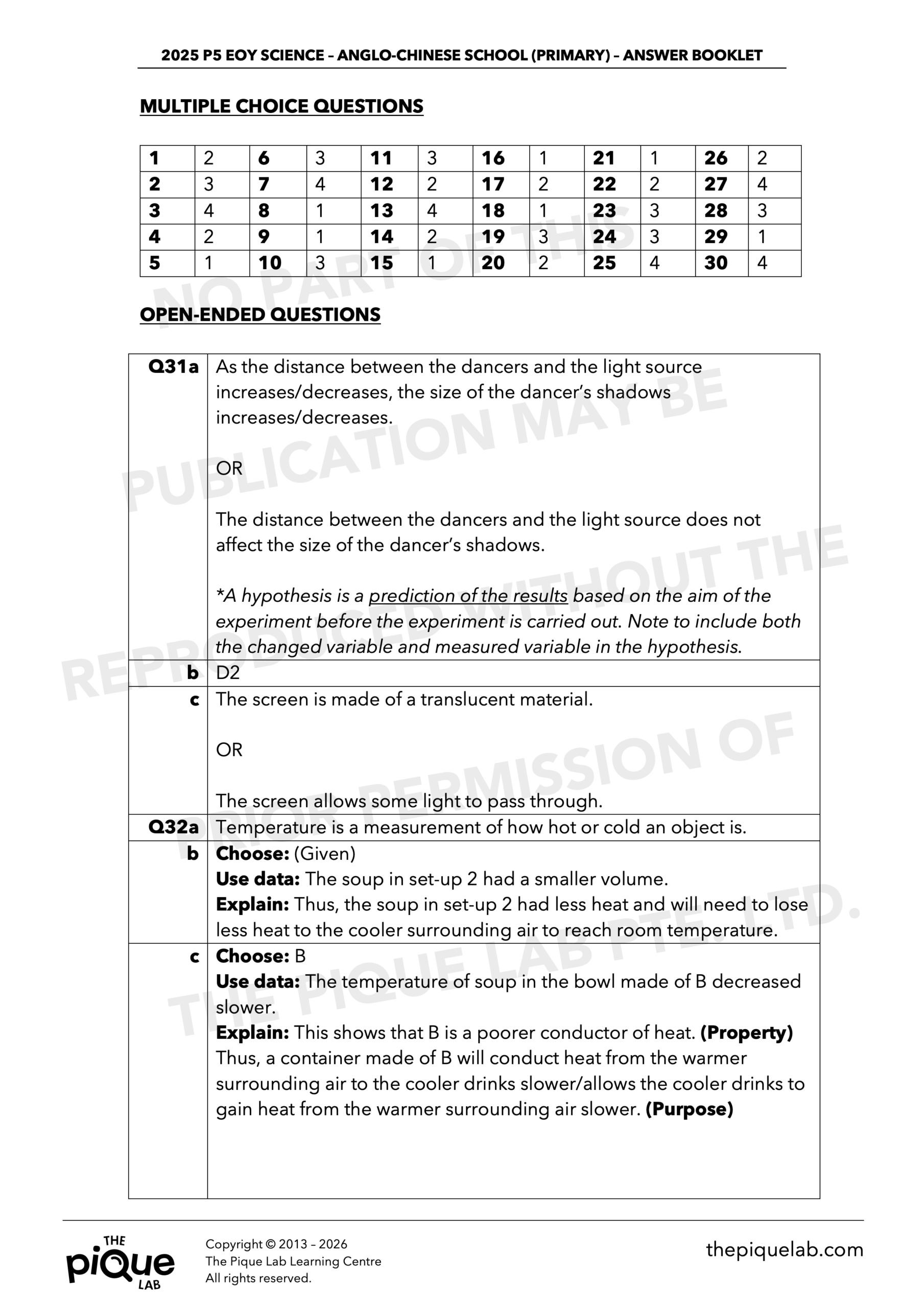 5-Year Exam Series: 2021-2025 P5 EOY Science Examination Answer Set Bundle - Image 2