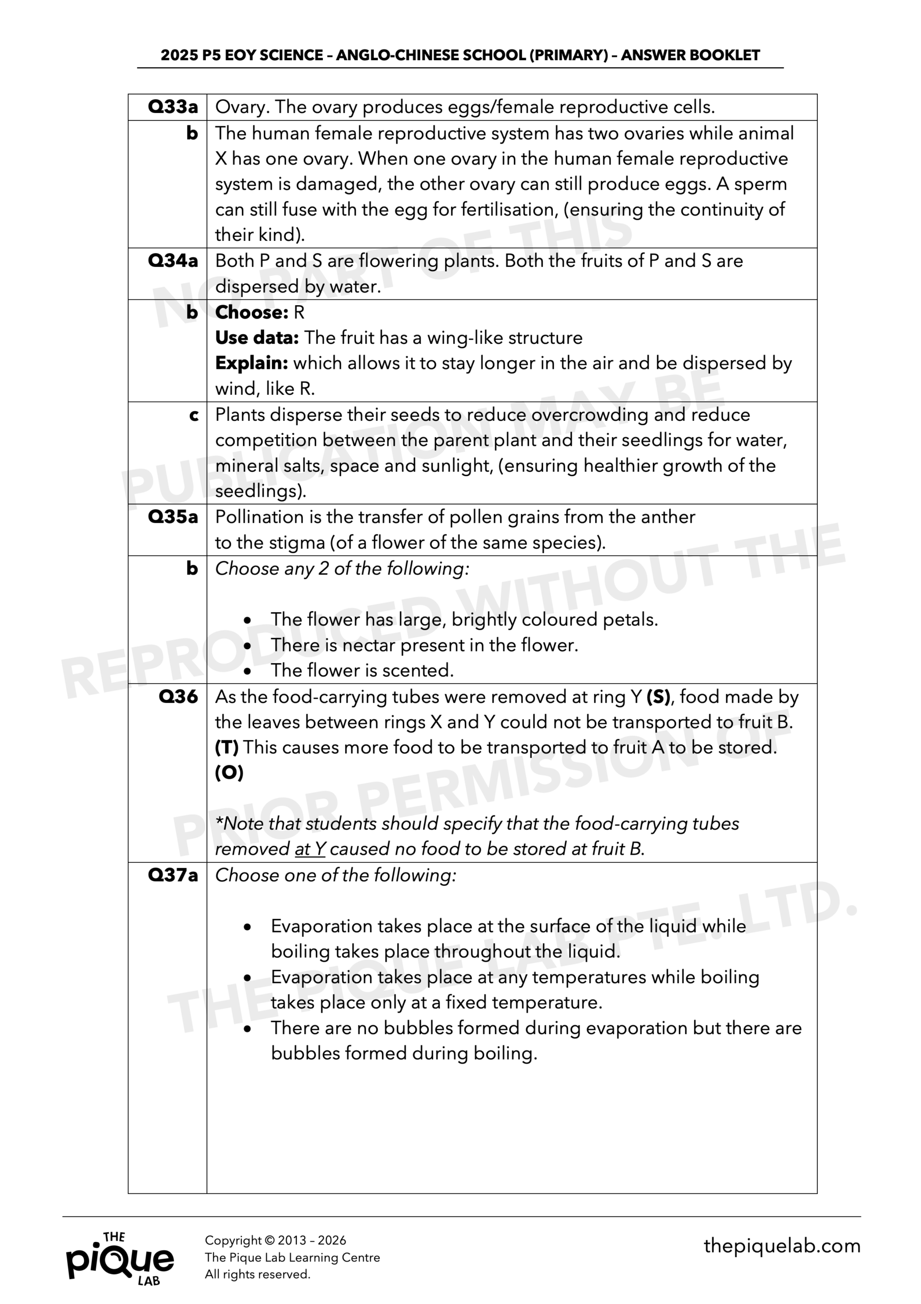 5-Year Exam Series: 2021-2025 P5 EOY Science Examination Answer Set Bundle - Image 3